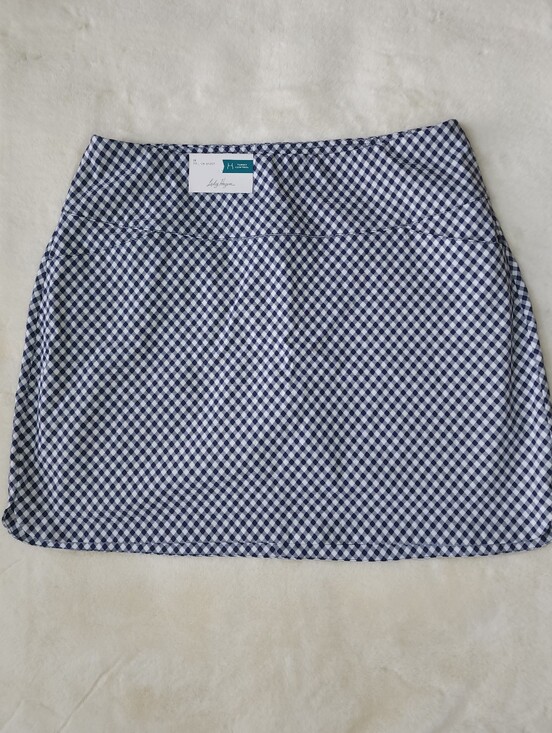 Lady Hagen Dresses & Skirts - Lady Hagen Pull-on Tummy Control Navy Blue And White Gingham Sport Skort